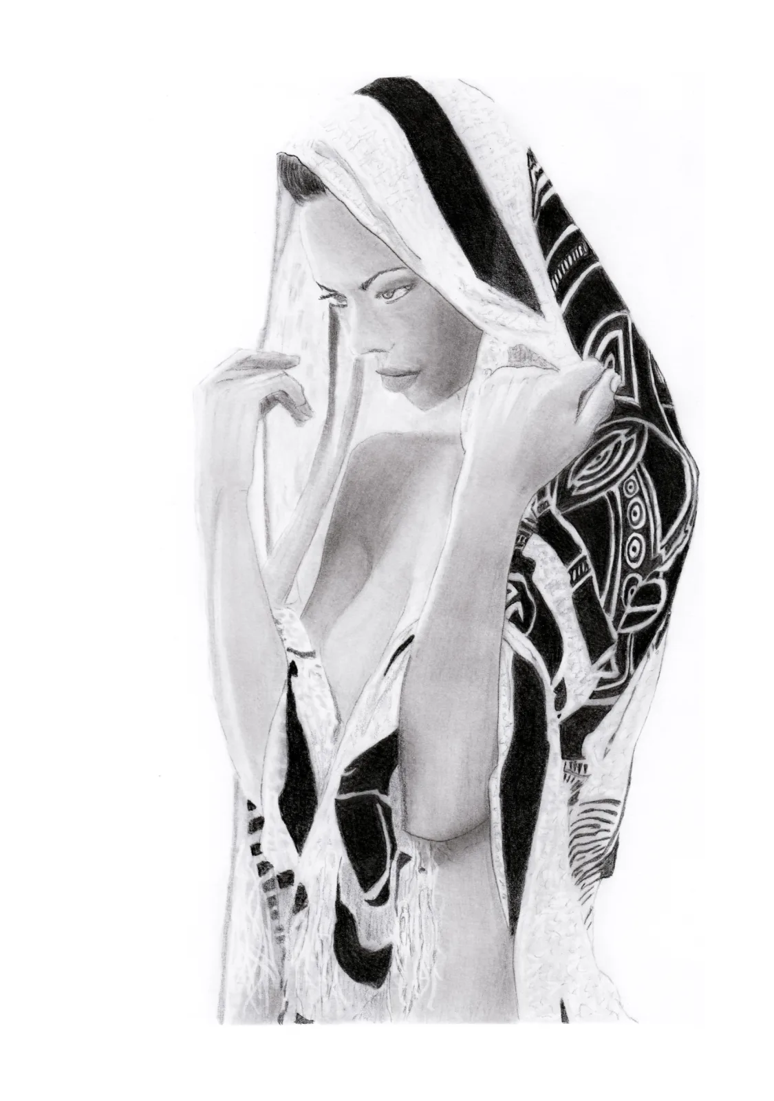 Scarf — pencil drawing