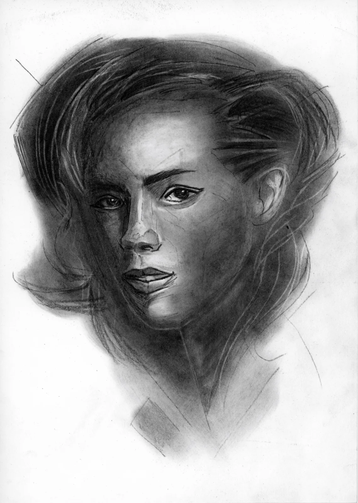 Sketching with charcoal — pencil drawing, 2022
